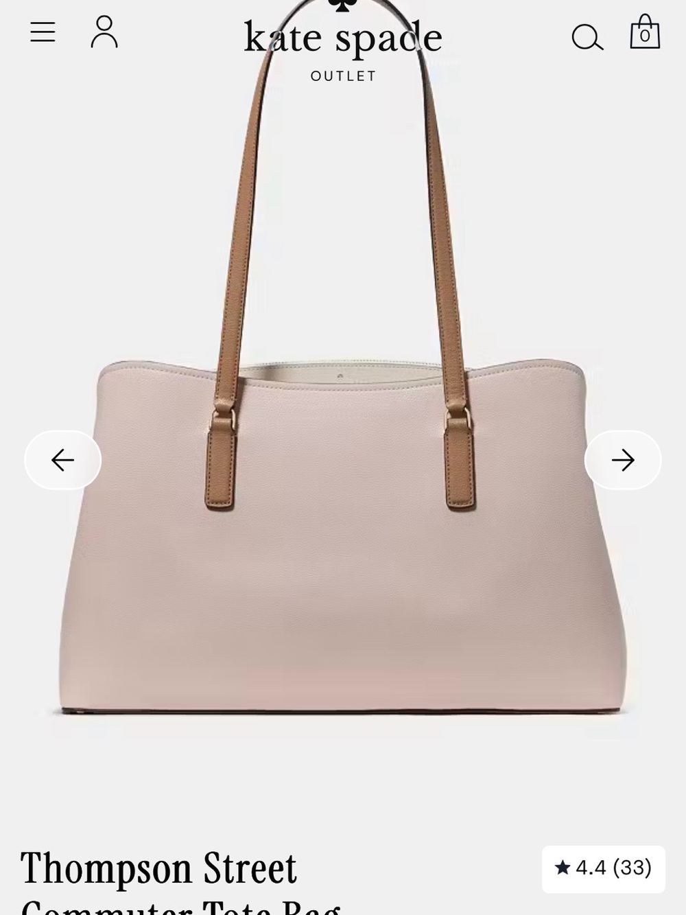 kate spade Thompson Street Blush Pink Tote with Tan Straps